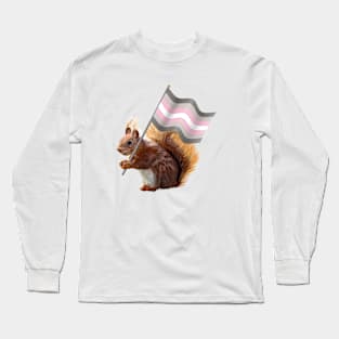 Red Squirrel with a Demigirl Pride Flag Long Sleeve T-Shirt